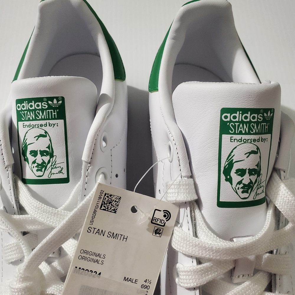ADIDAS OG STAN SMITH Mens Sz 5 White/Green Shoes NWT - Picture 3 of 13